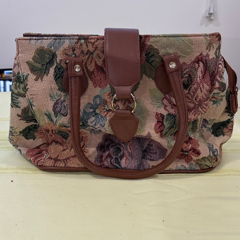 Vintage Floral Tapestry Satchel